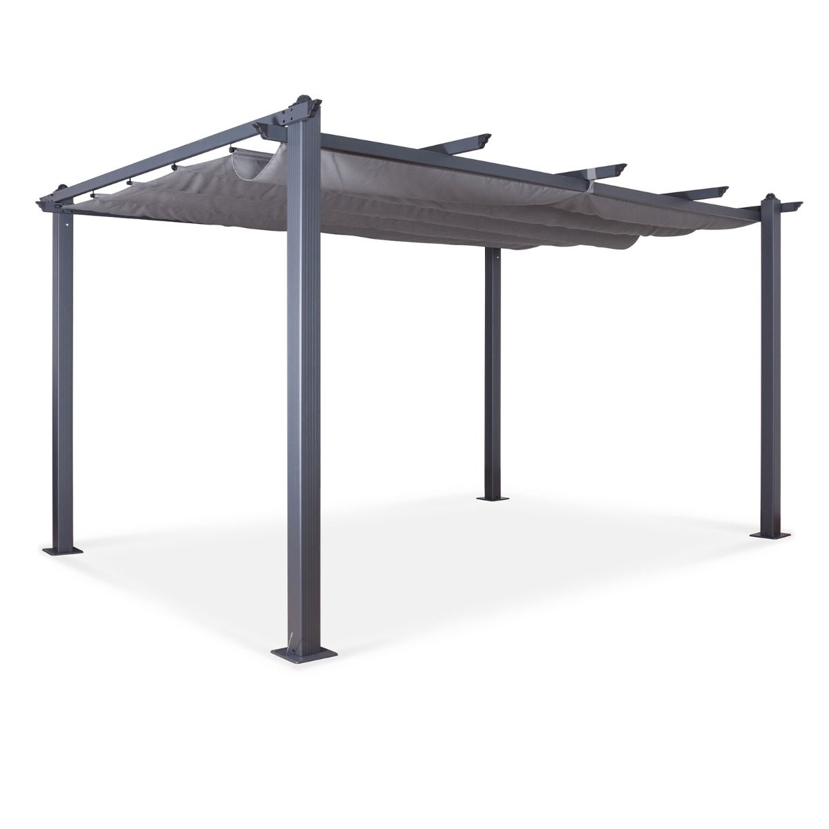 Acorn Aluminium 4m Rectangular Pergola Gazebo in Grey